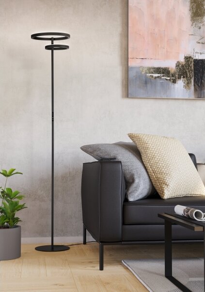 Eglo 901974 - LED stmievateľná stojacia lampa CASTELPOTO LED/16W/230V + LED/12W čierna
