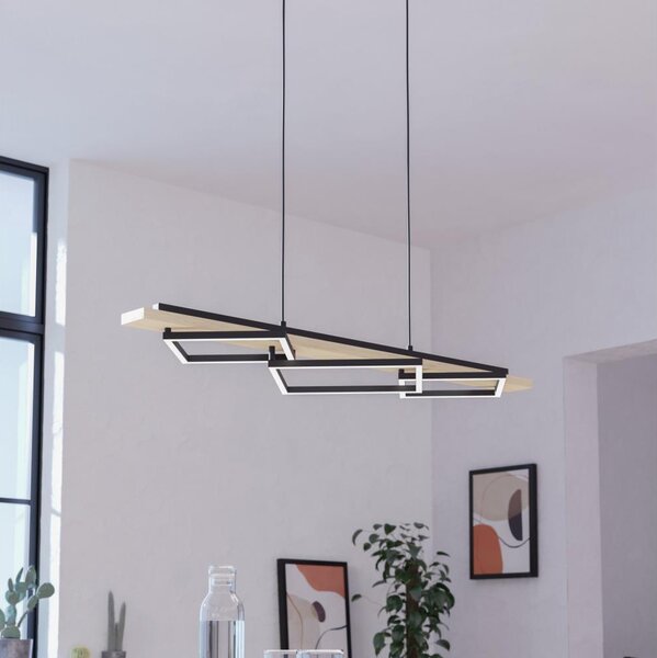 Eglo 901927 - LED závesný stropný luster na lane BOYAL 2xLED/13W/230V+LED/16W čierna/béžová