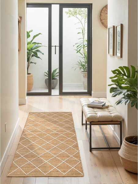 Ručne tkaný jutový behúň v prírodnej farbe 80x200 cm Kunu – Hanse Home