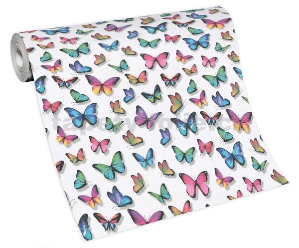 Papierové tapety na stenu Papillon 30000-17, rozmer 10,05 m x 0,53 cm, motýle farebné, Erismann