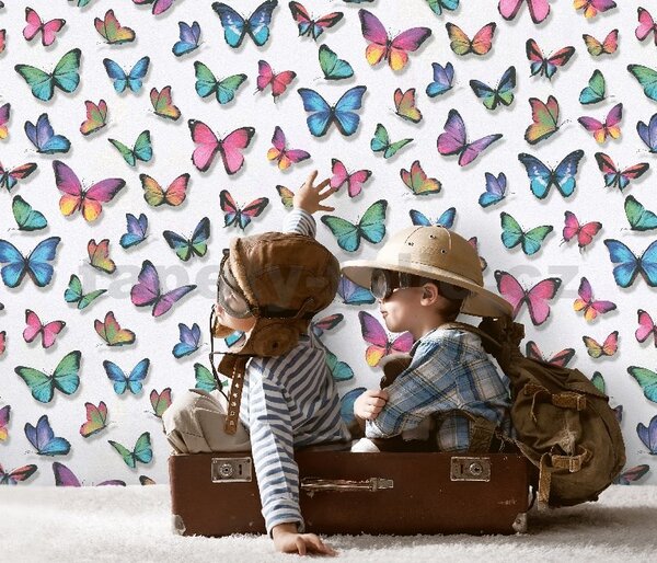 Papierové tapety na stenu Papillon 30000-17, rozmer 10,05 m x 0,53 cm, motýle farebné, Erismann