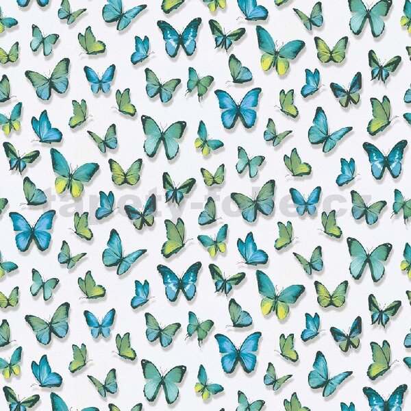 Papierové tapety na stenu Papillon 30000-18, rozmer 10,05 m x 0,53 cm, motýle modro-zelené, Erismann