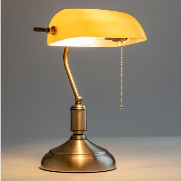 Brilagi - Stolná lampa BANK OFFICE 1xE27/60W/230V mosadz/oranžová