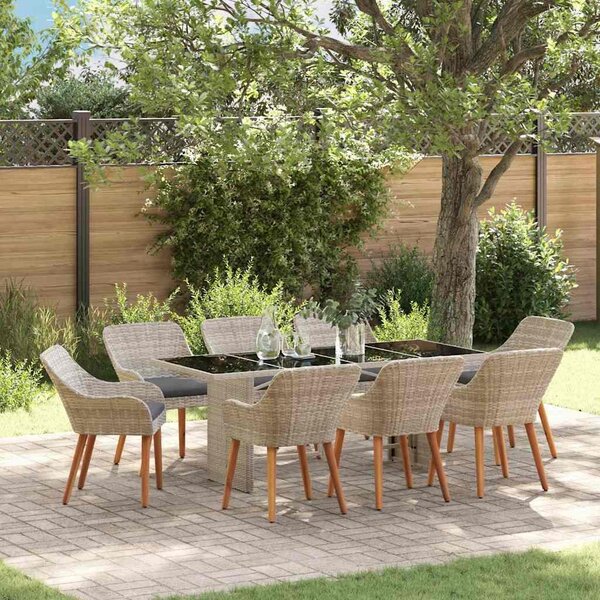Maison Exclusive - Záhradný jedálenský set 9 pcs Svetlosivá polyratan