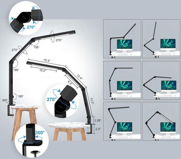 LED Stmievateľná dotyková stolná lampa LED/12W/230V 3000-6500K CRI 92 čierna