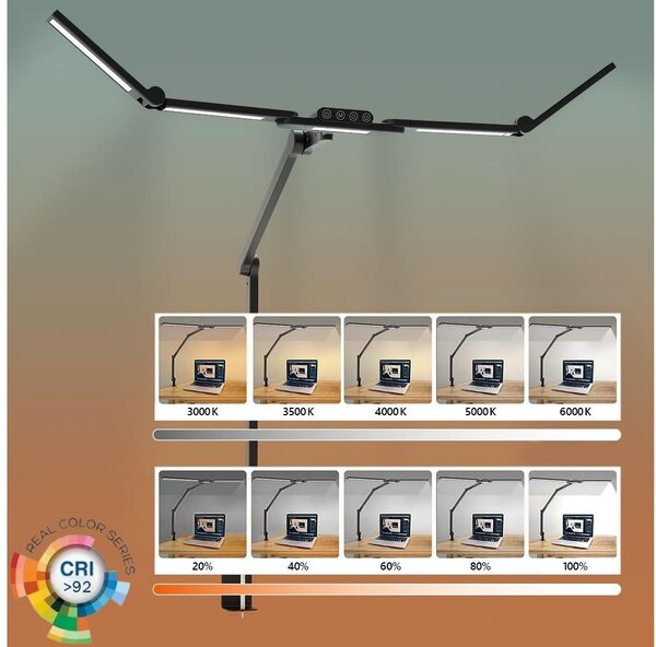LED Stmievateľná flexibilná stolná lampa LED/24W/230V 3000-6500K CRI 92 čierna