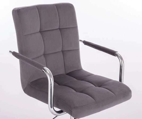 LuxuryForm DESIGN Stolička VERONA VELUR na striebornej podstave s kolieskami - tmavo šedá
