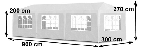 MultiGarden Skladací záhradný párty stan NERI 3x9 m biely