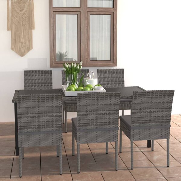 Maison Exclusive – 7-dielna záhradná jedálenská súprava z polyratanu, sivá
