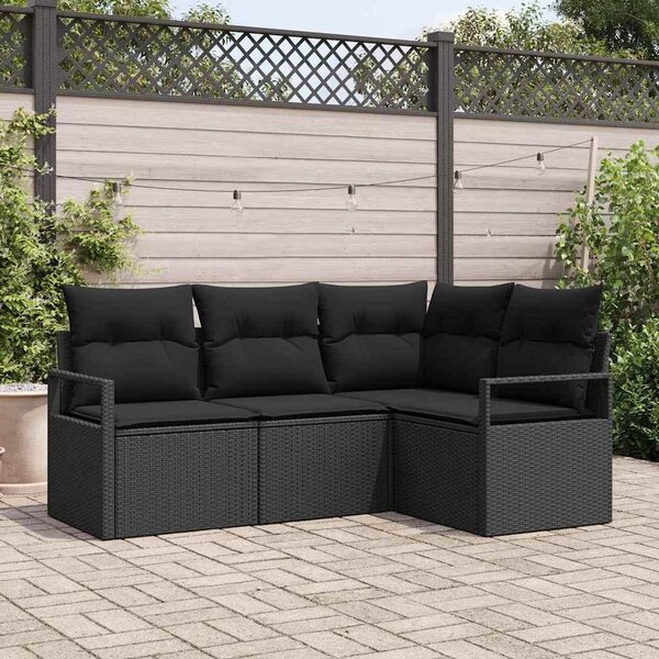 Maison Exclusive – Sedacia súprava, 4 kusy, čierna [syntetický materiál]: Polyratan