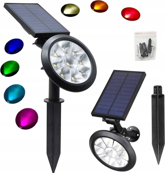 SOLÁRNA ZÁHRADNÁ LAMPA RGB MODES IP55 42cm Zavesená na stojane