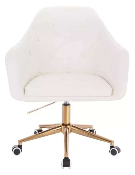 LuxuryForm DESIGN Kreslo ANDORA na zlatej podstave s kolieskami - biele