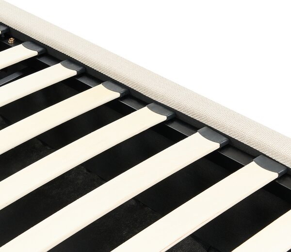 Posteľ s úložným priestorom béžová polyesterové čalúnenie 180 x 200 cm zaoblené čelo minimalistický retro dizajn spálňa