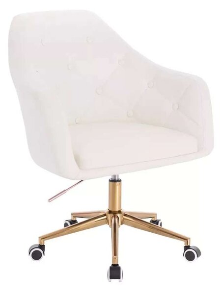 LuxuryForm DESIGN Kreslo ANDORA na zlatej podstave s kolieskami - biele