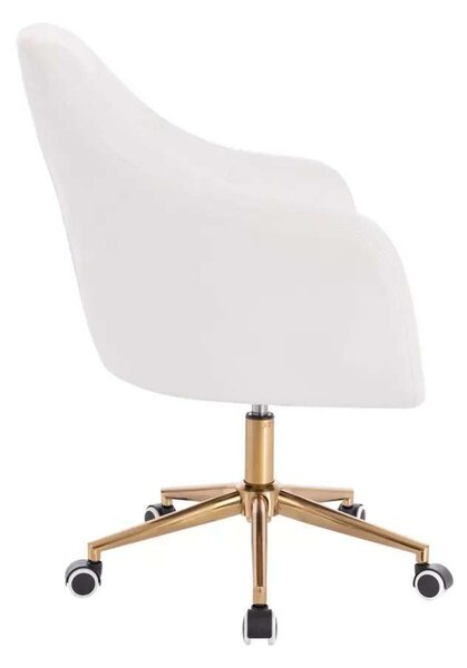 LuxuryForm DESIGN Kreslo ANDORA na zlatej podstave s kolieskami - biele