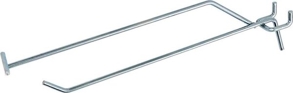 Jednoduchý vešiak s držiakom cenovky na montáž na perforované steny EURO Mega-M L-20cm fi4 pozinkované regály do obchodu
