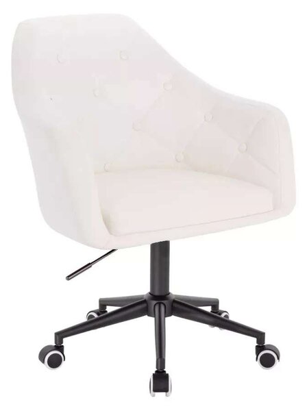 LuxuryForm DESIGN Kreslo ANDORA na čiernej podstave s kolieskami - biele