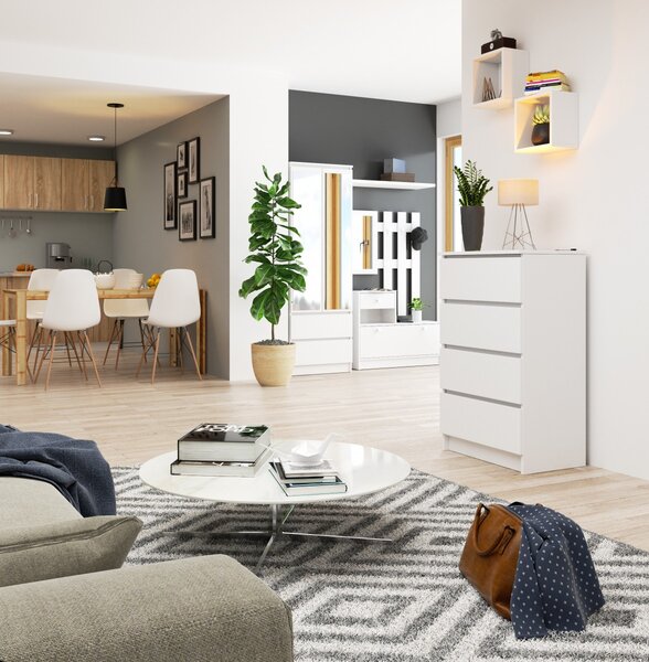Ak furniture Komoda Kuba 60 cm - 4 zásuvky biela