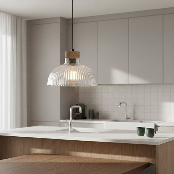 Luster na lanku PIA 1xE27/60W/230V pr. 30 cm dub
