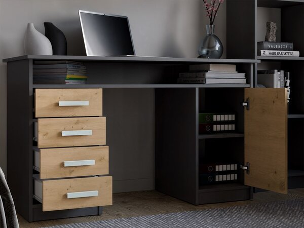TP Living Písací stôl ADA 125 cm dub Artisan/antracitový