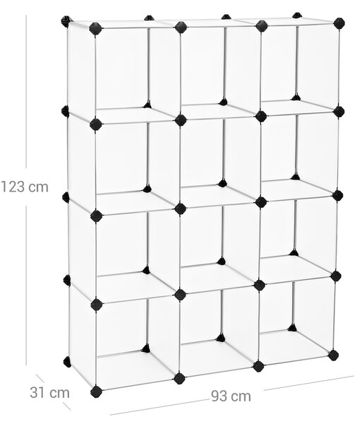 SONGMICS Otevřený policový regál Nerato 123 cm čirý