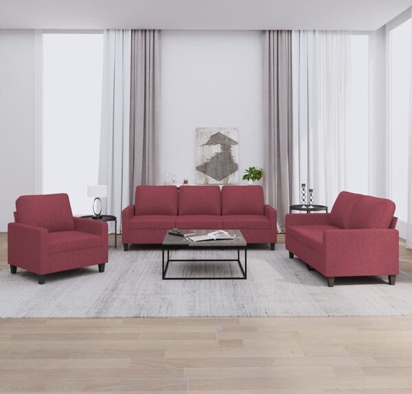 Maison Exclusive – 3-dielna sedacia súprava s vankúšmi, vínovočervená látka
