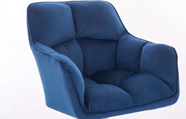 LuxuryForm DESIGN Kreslo AMALFI VELUR na zlatej podstave s kolieskami - modré