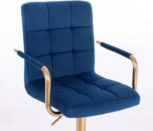 LuxuryForm DESIGN Stolička VERONA GOLD VELUR na čiernom kríži - modrá
