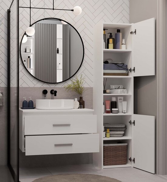 TP Living Závesná skrinka pod umývadlo s doskou NEL 2S 80 cm biela