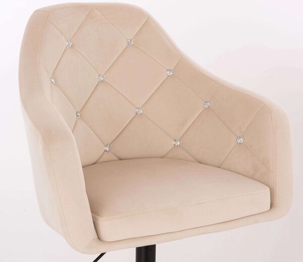LuxuryForm DESIGN Kreslo ROMA VELUR na striebornom kríži - krémové