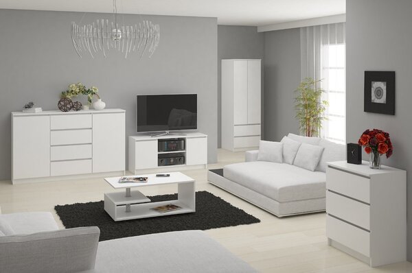 Ak furniture Komoda Kuba 120 cm 8 zásuviek biela