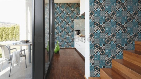 Vliesové tapety na stenu New Life 37684-2, rozmer 10,05 m x 0,53 m, Maroccan tyrkysovo-hnedý, A.S. CRÉATION