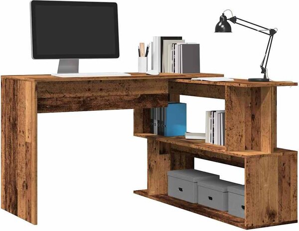 Maison Exclusive – rohový písací stôl v štýle starého dreva 200,5 x 50 x 76 cm drevený materiál