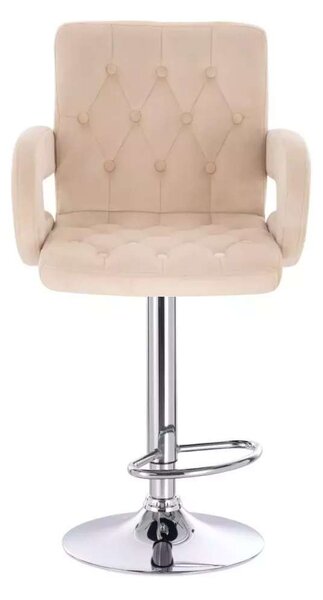 LuxuryForm DESIGN Barová stolička BOSTON VELUR na striebornom tanieri - krémová