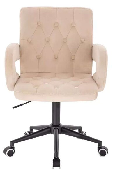 LuxuryForm DESIGN Stolička BOSTON VELUR na čiernej podstave s kolieskami - krémová
