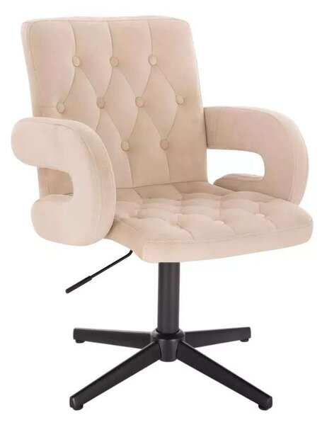 LuxuryForm DESIGN Stolička BOSTON VELUR na čiernom kríži - krémová