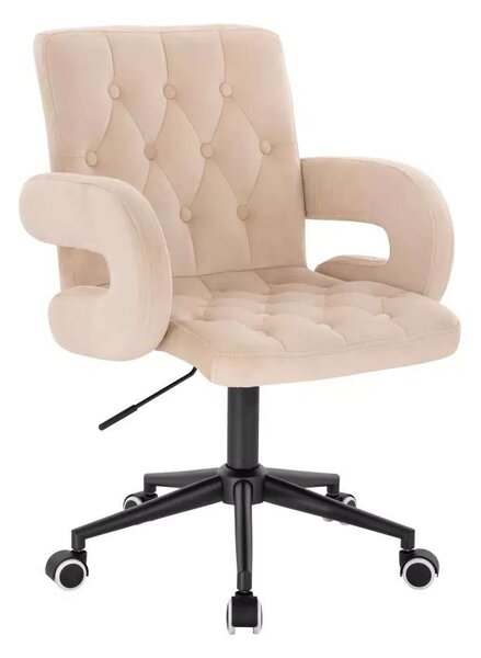 LuxuryForm DESIGN Stolička BOSTON VELUR na čiernej podstave s kolieskami - krémová