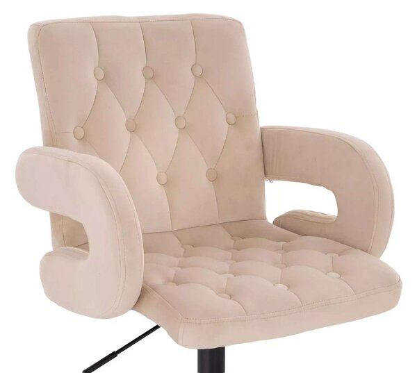 LuxuryForm DESIGN Stolička BOSTON VELUR na čiernej podstave s kolieskami - krémová
