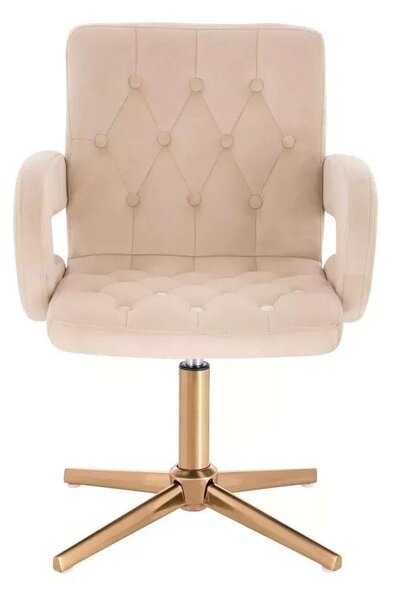 LuxuryForm DESIGN Stolička BOSTON VELUR na zlatom kríži - krémová
