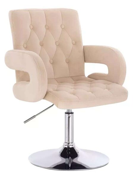 LuxuryForm DESIGN Stolička BOSTON VELUR na striebornom tanieri - krémová
