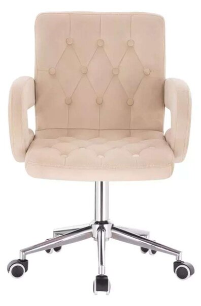 LuxuryForm DESIGN Stolička BOSTON VELUR na striebornej podstave s kolieskami - krémová
