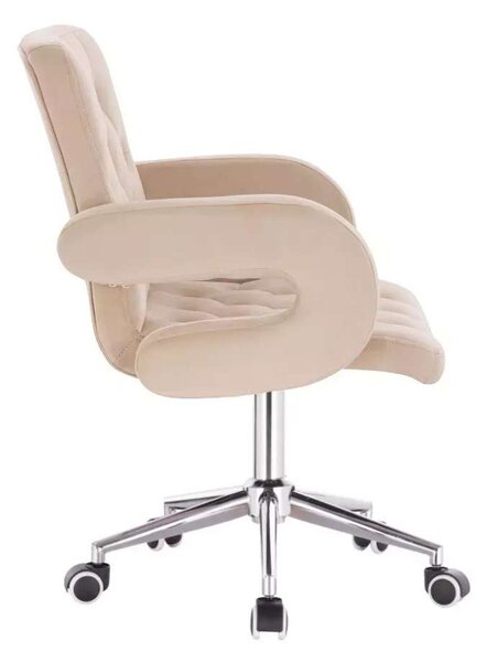 LuxuryForm DESIGN Stolička BOSTON VELUR na striebornej podstave s kolieskami - krémová