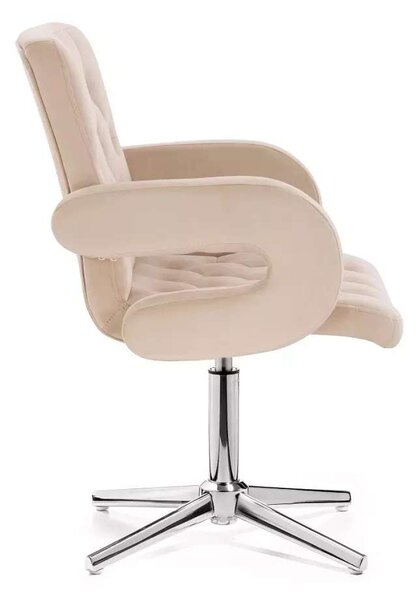 LuxuryForm DESIGN Stolička BOSTON VELUR na striebornom kríži - krémová