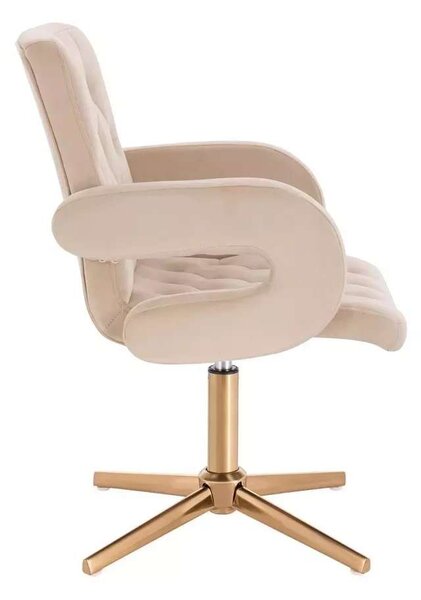LuxuryForm DESIGN Stolička BOSTON VELUR na zlatom kríži - krémová