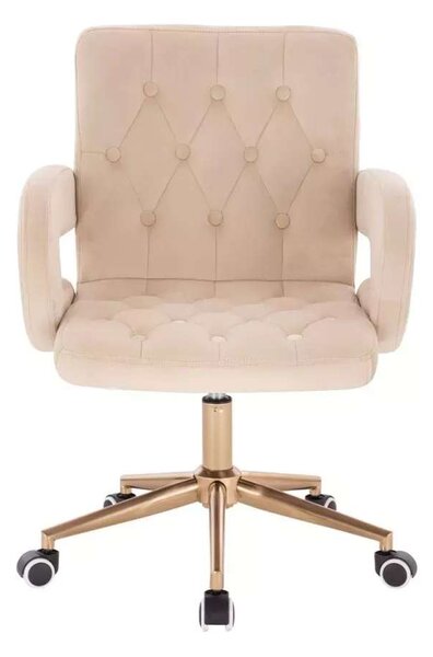LuxuryForm DESIGN Stolička BOSTON VELUR na zlatej podstave s kolieskami - krémová