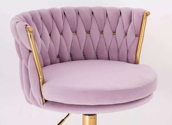 LuxuryForm DESIGN Stolička LYON VELUR na zlatej podstave s kolieskami - levanduľa