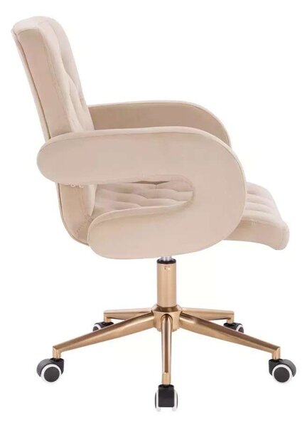LuxuryForm DESIGN Stolička BOSTON VELUR na zlatej podstave s kolieskami - krémová