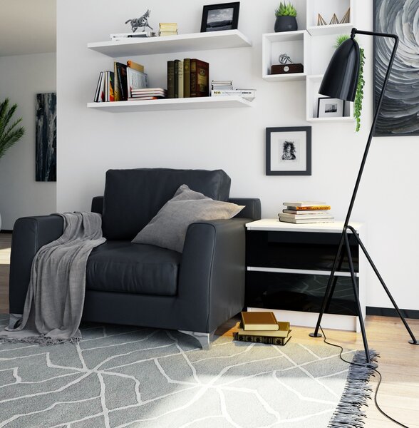 Ak furniture Komoda Liv 60 cm čierna lesklá