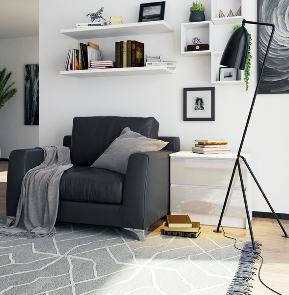 Ak furniture Komoda Liv 60 cm biela/sivá lesklá