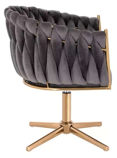 LuxuryForm DESIGN Kreslo NORDEN VELUR na zlatom kríži - tmavo šedé